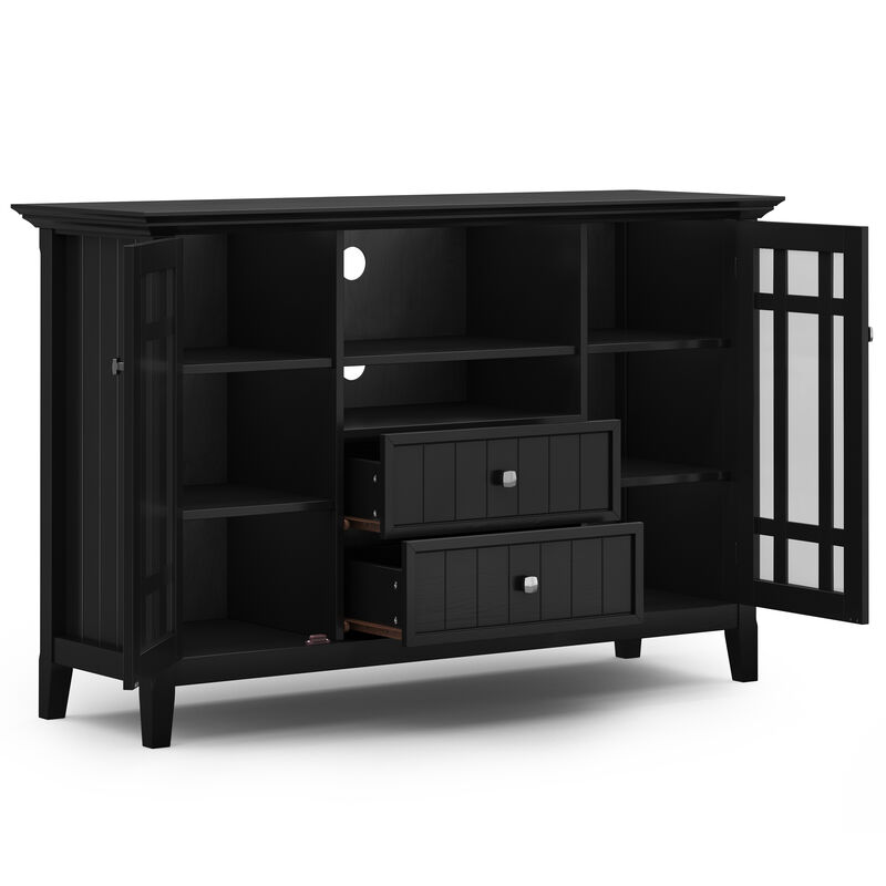 Bedford SOLID WOOD 53 inch Wide Transitional TV Media Stand in Black For TVs up to 60 inches