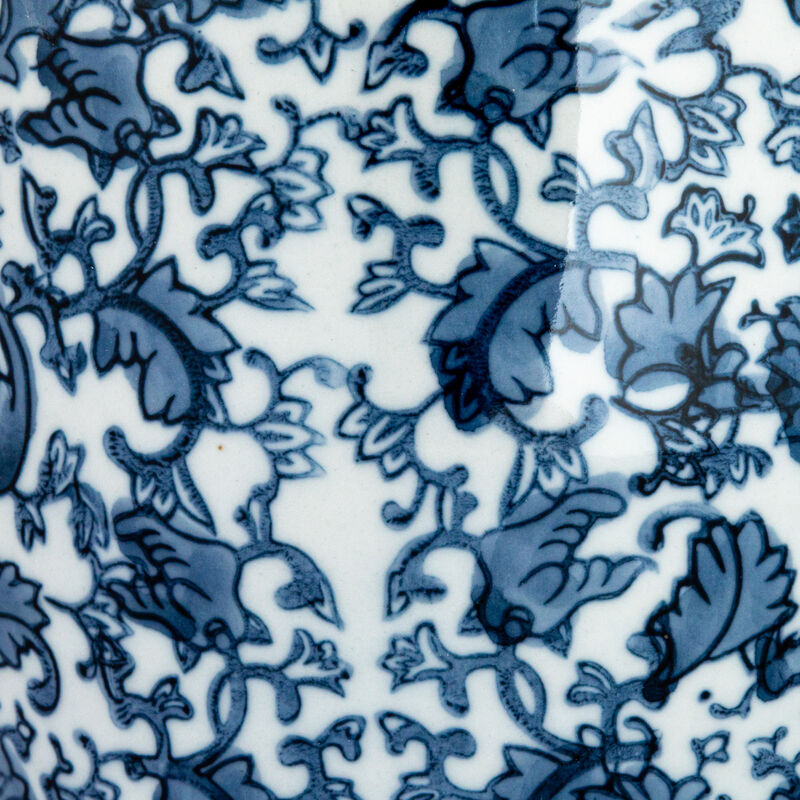 Medium Decorative Ceramic Ginger Jar with Lid, Blue and White Floral Pattern image number 6