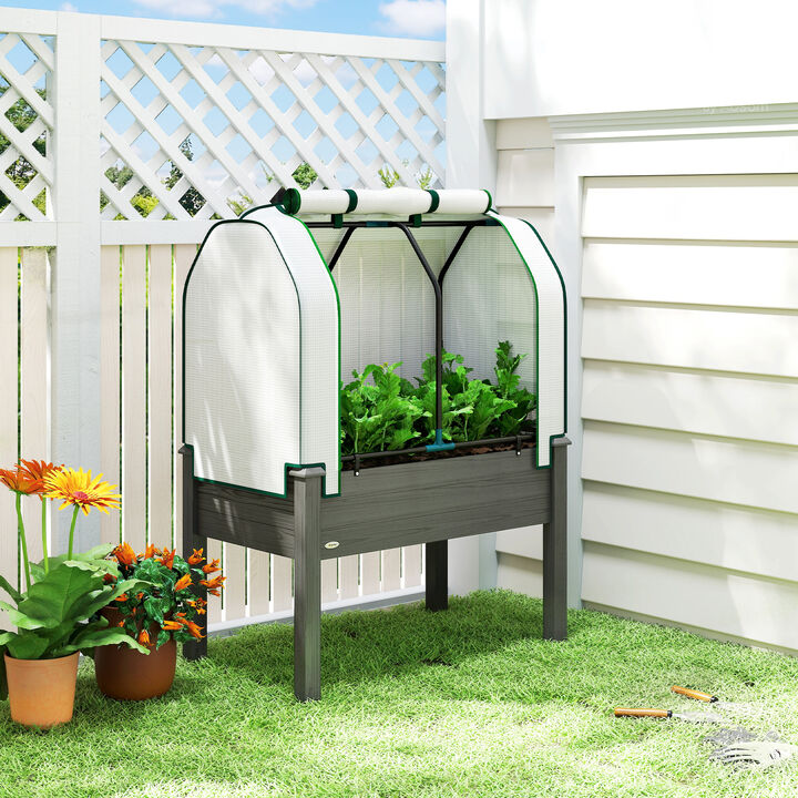 Hivvago Greenhouse Covered Raised Garden Bed for Herbs and Vegetables