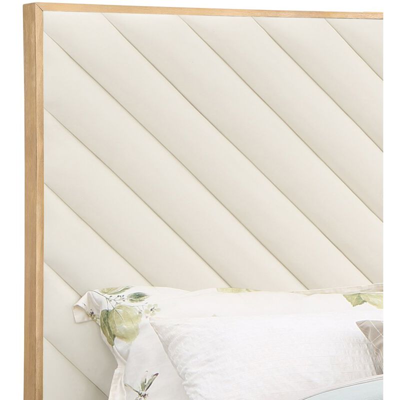 Meridian Furniture Casa Cream Vegan Leather Queen Bed