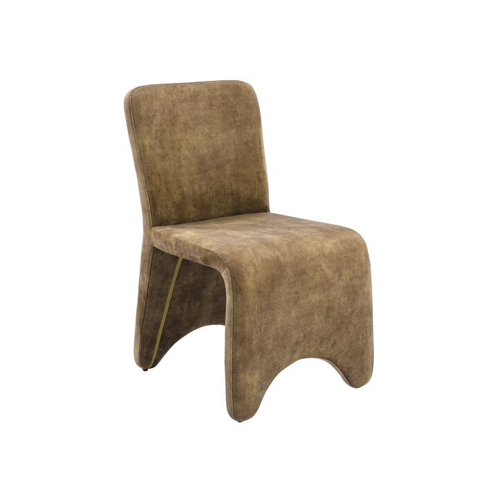 Cid Lou 19 Inch Side Dining Chair Set of 2, Brown Polyester, Panel Frame