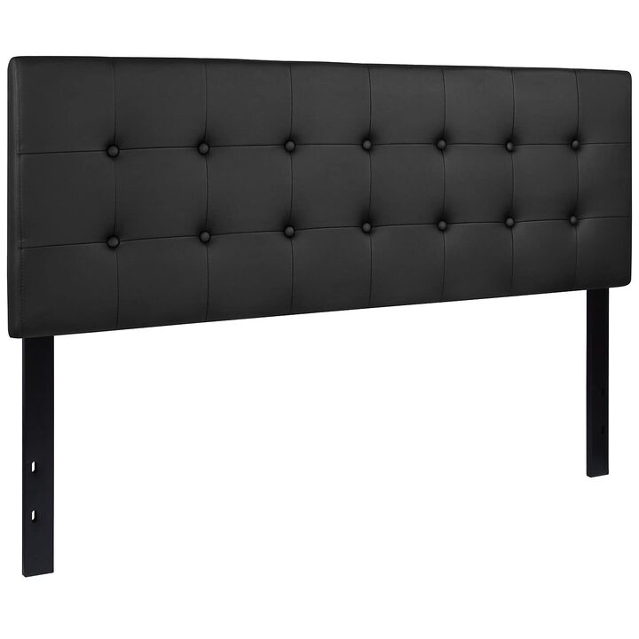Flash Furniture Lennox Tufted Upholstered Headboard for Queen Size Bed, Contemporary Vinyl Tufted Headboard with Adjustable Height, Black