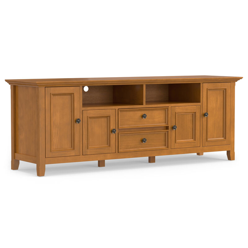 Amherst 72 inch Wide Solid Wood Transitional TV Stand in Light Golden Brown