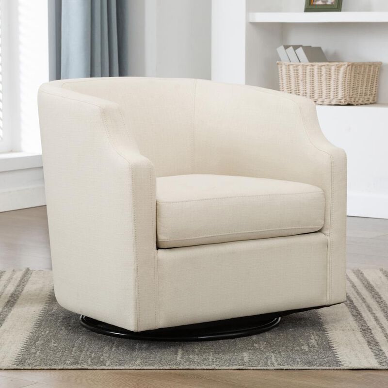 Infinity Linen Swivel Glider Barrel Chair