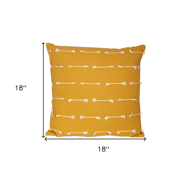 HomeRoots 18" Yellow Striped Cotton Throw Pillow With Texture image number 5