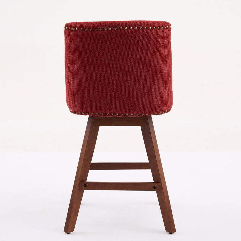 Streamdale Counter Height Swivel Barstools, 26'' H Seat Height Upholstered Bar Stools Set of 2, Fabric in Wine Red image number 6
