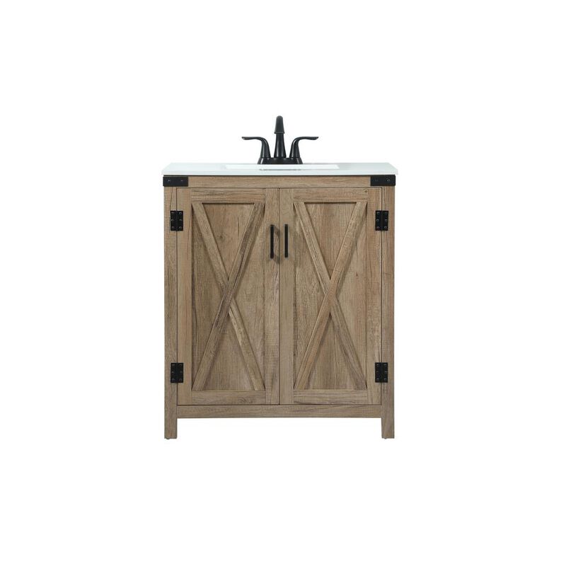 Elegant Kitchen and Bath 30 inch Single bathroom vanity in natural oak