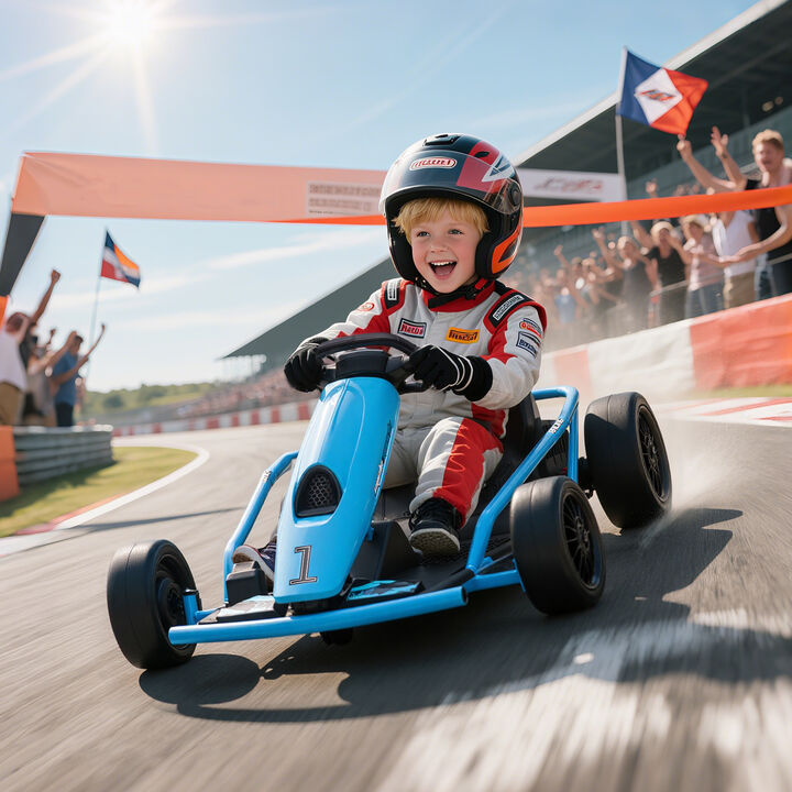 BreeBe 24V Electric Go Kart for Kids, Drift Ride-On Racing Go Kart with 2 Speeds