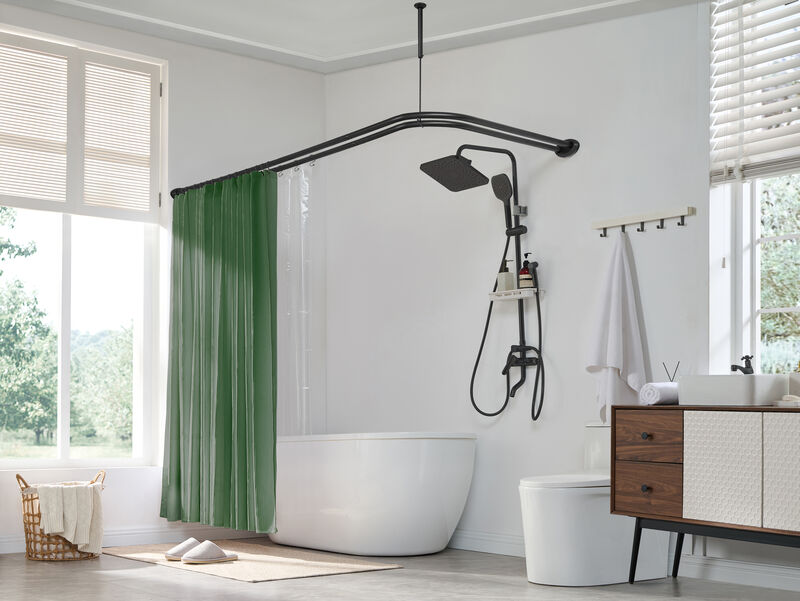 Aluminum Double L Shaped Shower Curtain Rod 72" L x 31.7" W image number 6