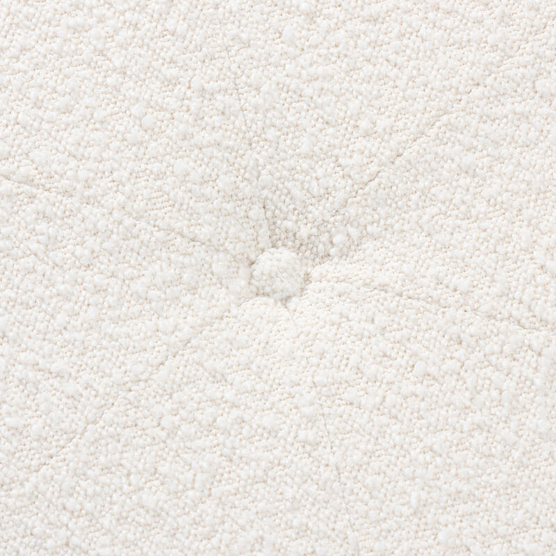 Baxton Studio Theo Cream Boucle Fabric and Walnut Brown Finished Rubberwood Ottoman Footstool