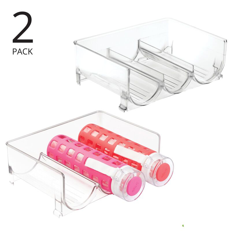 mDesign Plastic Free-Standing Stackable 3 Bottle Storage Rack, 2 Pack, Clear image number 3