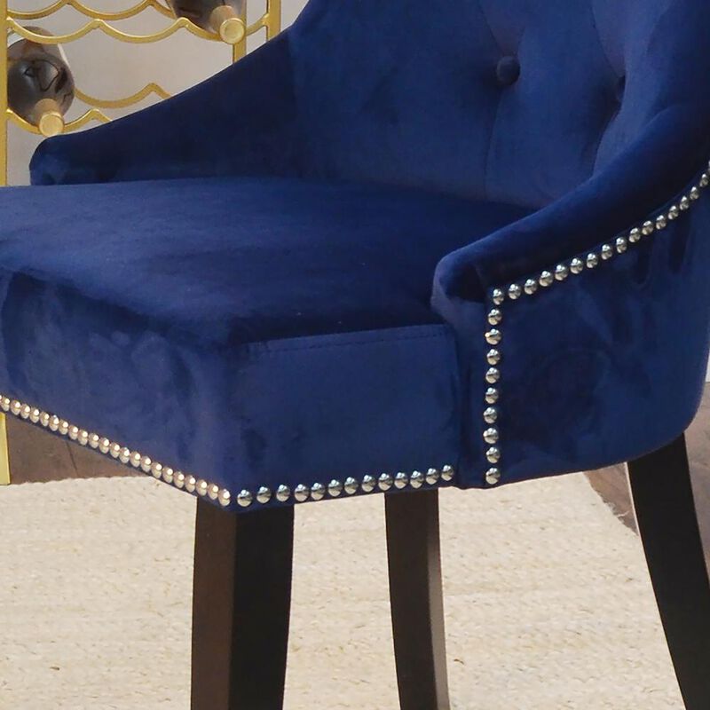 Carolina Living Julia Tufted Back Upholstered Chair - Set Of 2 - Espresso - Navy Upholstery