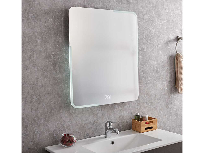 Michigan 24 in. W x 30 in. H Rectangular Frameless Anti-Fog Wall Bathroom LED Vanity Mirror in Silver