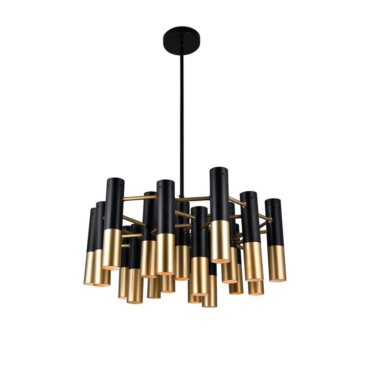 CWI Lighting Anem 19 Light Down Chandelier With Matte Black & Satin Gold Finish