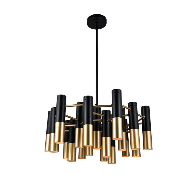 CWI Lighting Anem 19 Light Down Chandelier With Matte Black & Satin Gold Finish