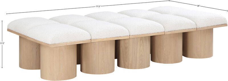 Meridian Furniture Pavilion Cream Boucle Fabric Bench