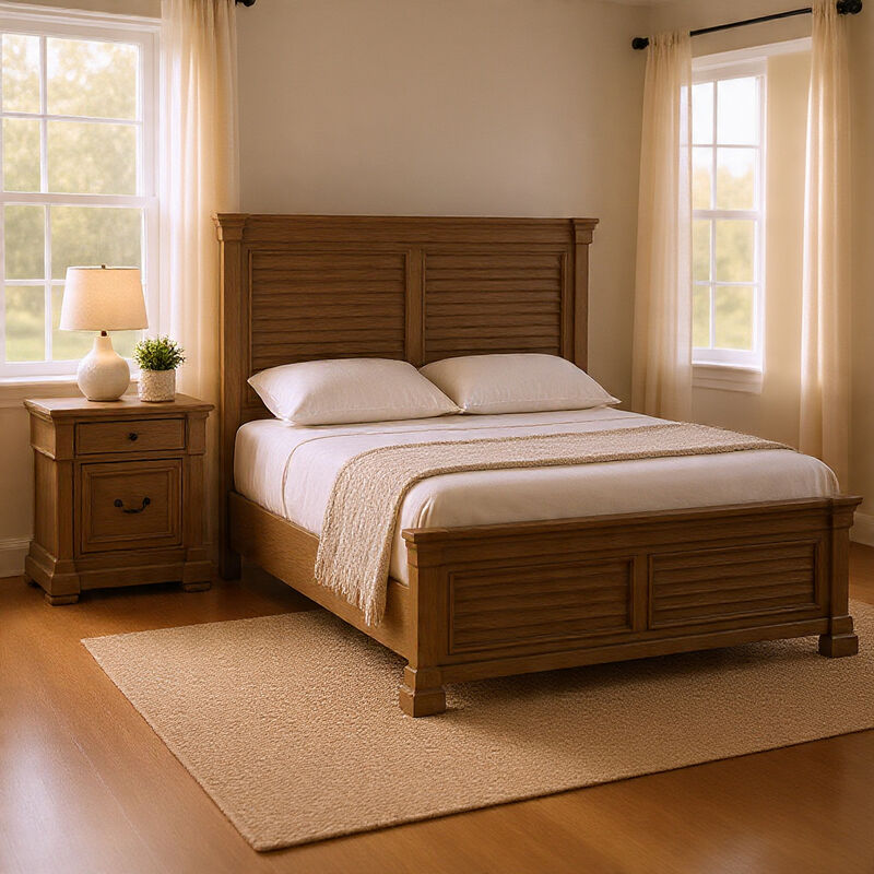 Queen Bedroom Set, Gray, Dark Bronze Wood, 2 Piece Set with Nightstand image number 8
