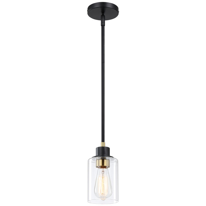 8" Modern Black and Warm Gold Glass Mini Pendant Light