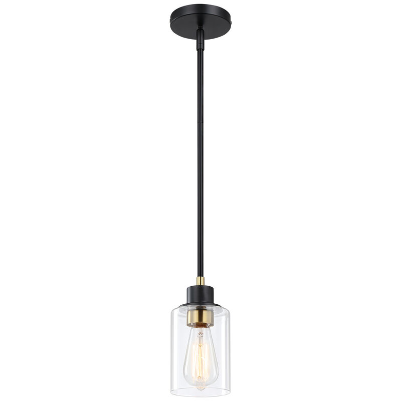8" Modern Black and Warm Gold Glass Mini Pendant Light image number 0