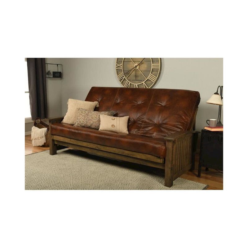 Washington Queen Frame-Rustic Walnut Finish-Oregon Trail Saddle  Mattress image number 1