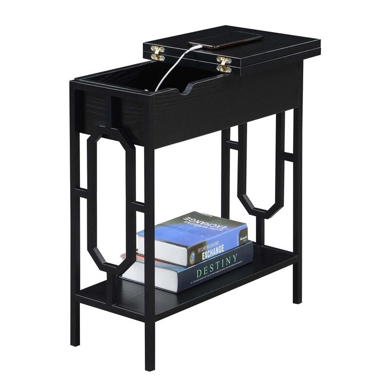 Convenience Concepts Omega Flip Top End Table with Charging Station*
