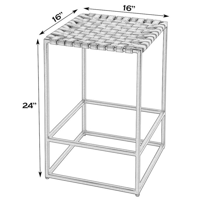 Butler Specialty 24 in. Seat Height Leather and Iron Backless Counter Stool with Footrest, Brown