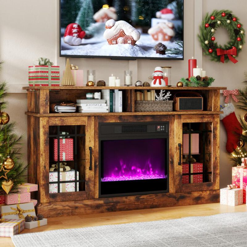 Hivvago TV Stand with Electric Fireplace LED Lights and Remote Controls for TVs Up to 40 Inch