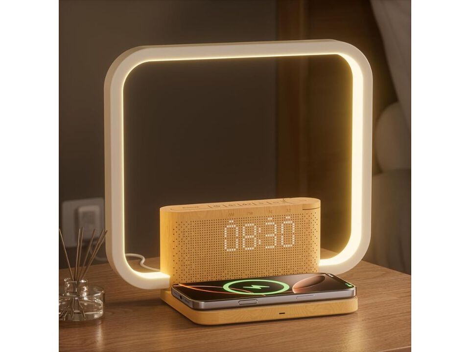Sunrise Alarm Clock Lamp with Wireless Charging Dimmable Bedside Lamp