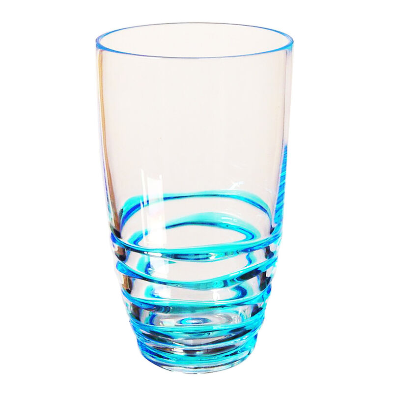 HomeRoots Set of Four Clear and Blue Swirl Acrylic Highball Glasses image number 2