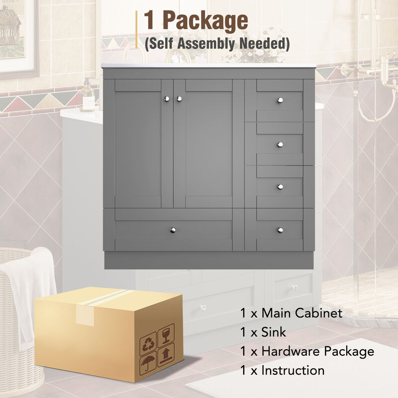 Merax 36" Modern Bathroom Vanity with Ceramic Sink 36