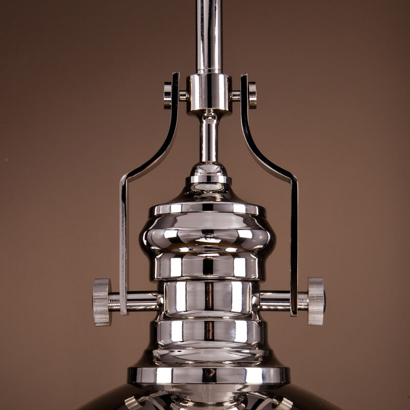1-Light 13" Modern Industrial Polished Nickel Single Dome Pendant Light For Kitchen Island image number 4