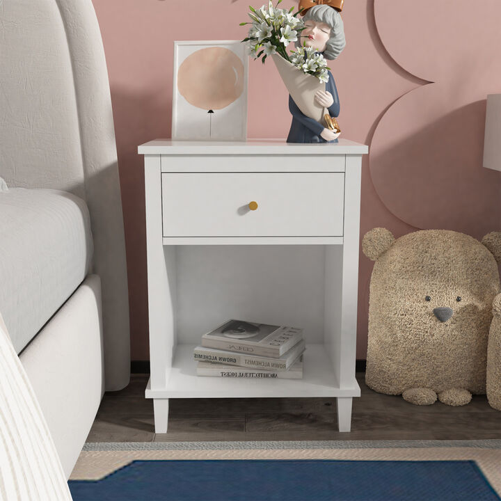 Streamdale Wooden Nightstand With One Drawer One Shelf For Kids, Adults