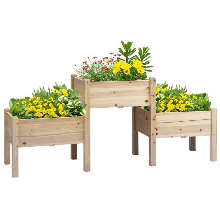 Hivvago 3-Planter Raised Garden Bed for Flowers, Herbs, and Vegetables