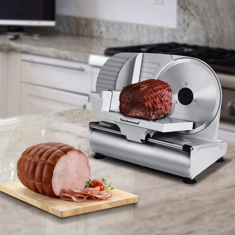 Techwood Meat Slicer, Electric Deil Food Slicer with 9inch Removable Stainless Steel Blade with Adjustable Knob for Thickness, Child Lock image number 7