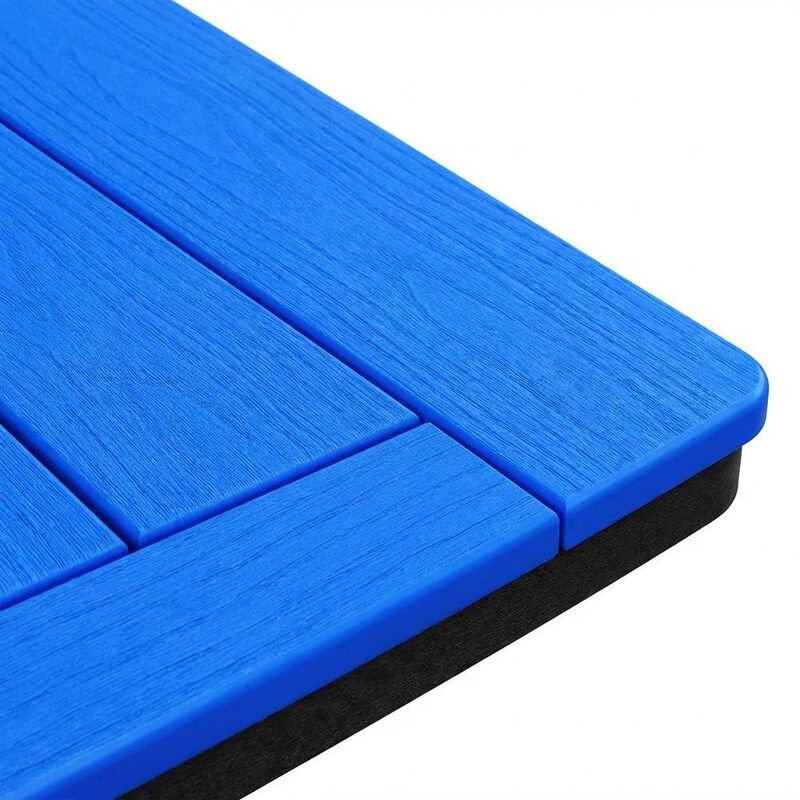Outdoor Escape Blue Outdoor Square Dining Table, Black Base, Polyethylene Construction image number 4