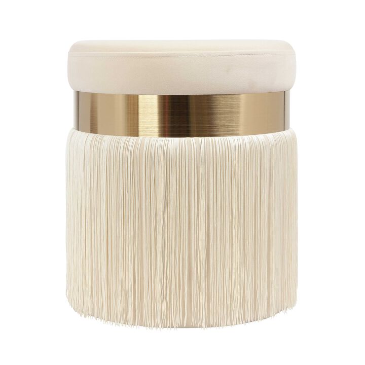 Tov Furniture Melody - Otomana con borlas (crema)