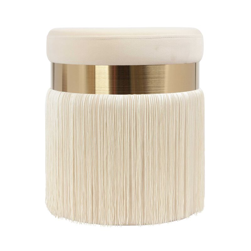 Tov Furniture Melody - Otomana con borlas (crema) image number 0