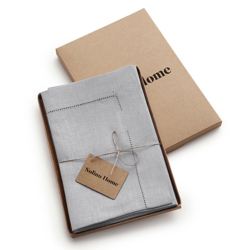 Christmas Linen Dinner Napkins 20 x 20 in Set of 4 - Classic Hemstitch, Solino Home