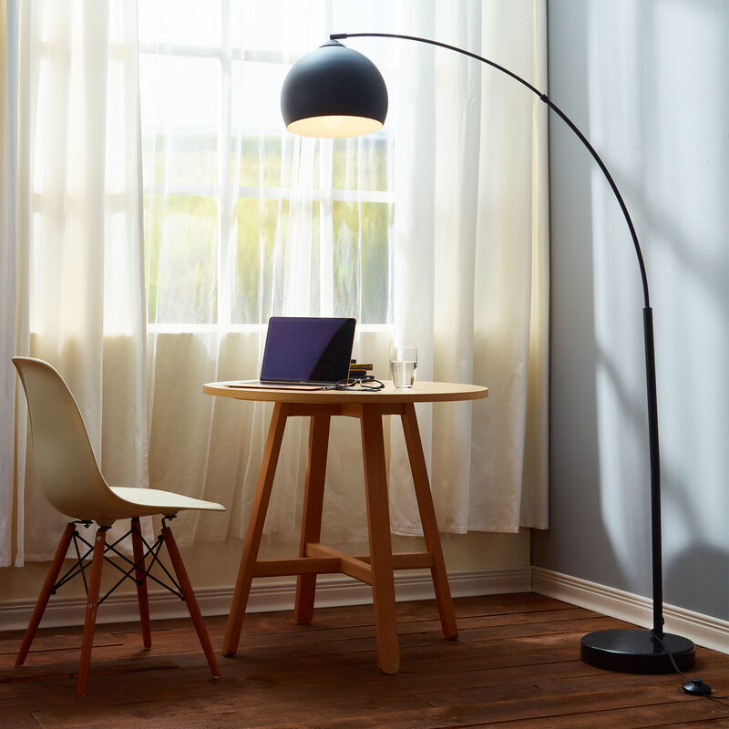 Teamson Home - Arquer Arc Floor Lamp With Black Shade And Black Marble Base image number 2