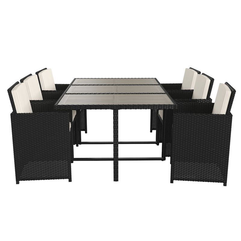 Flash Furniture 7 Piece Set, Black Wicker Modular Chairs-Cream Cushions image number 2