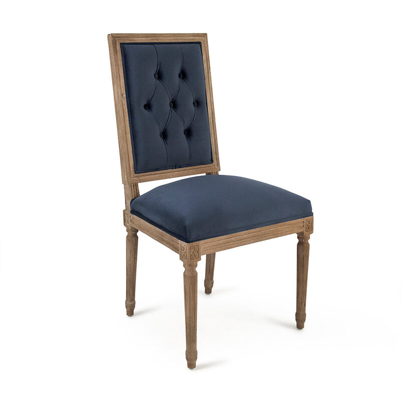 Blue Velvet Louis Side Chair