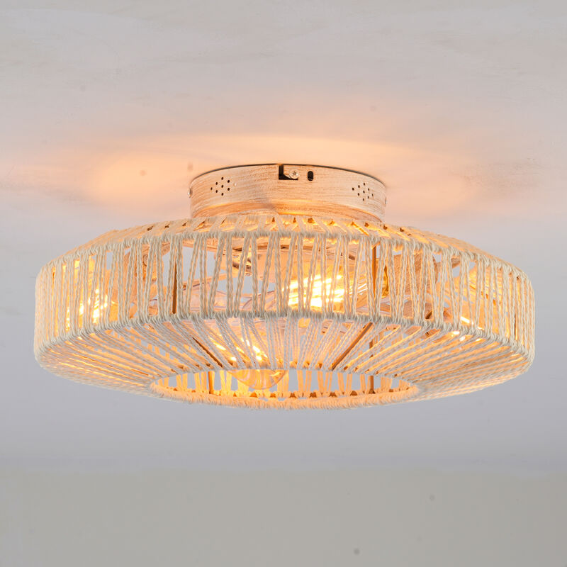 Low Profile Caged Ceiling Fan with Light and Remote Control image number 5