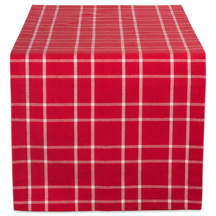 14" x 72" Red and White Holy Berry Plaid Pattern Rectangular Table Runner