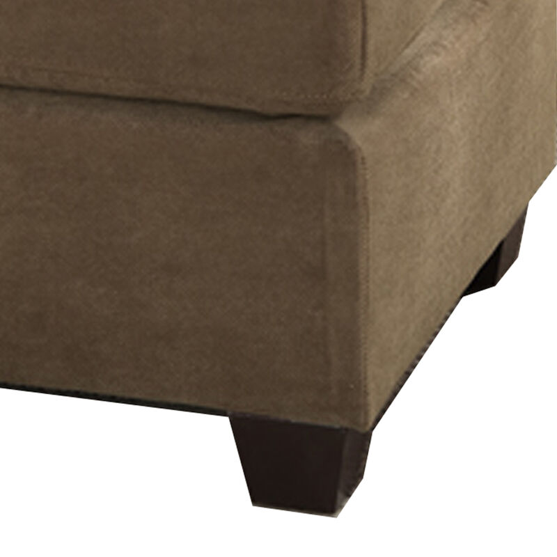 Cocktail Ottoman In Light Brown Waffle Suede Fabric-Benzara