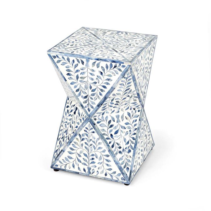 Butler Specialty Trubadur Bone Inlay Side Table, Sky Blue and White