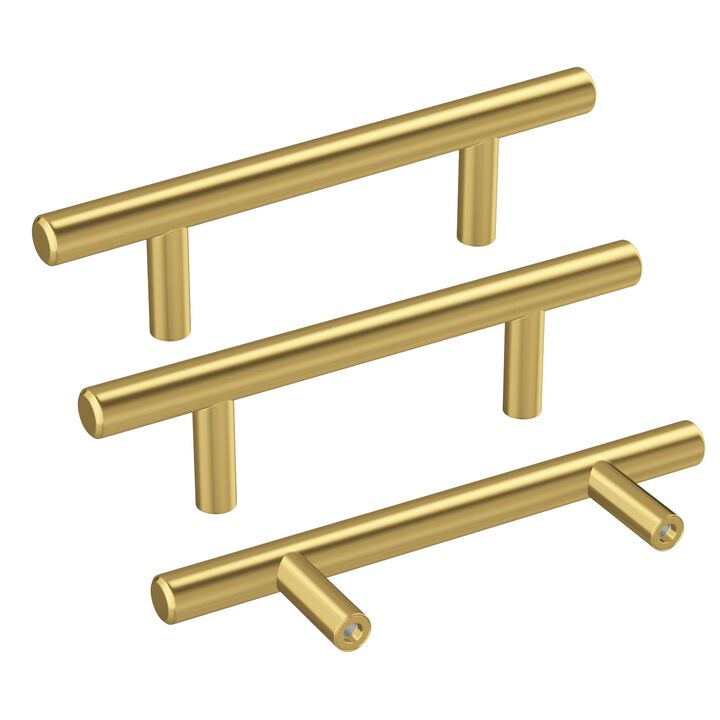 Haidms 25 Pack Gold Cabinet Pulls 3 Inch Handles Stainless Steel Cabinet Hardware for Kitchen and Bathroom Cabinets, 5 Inch Over