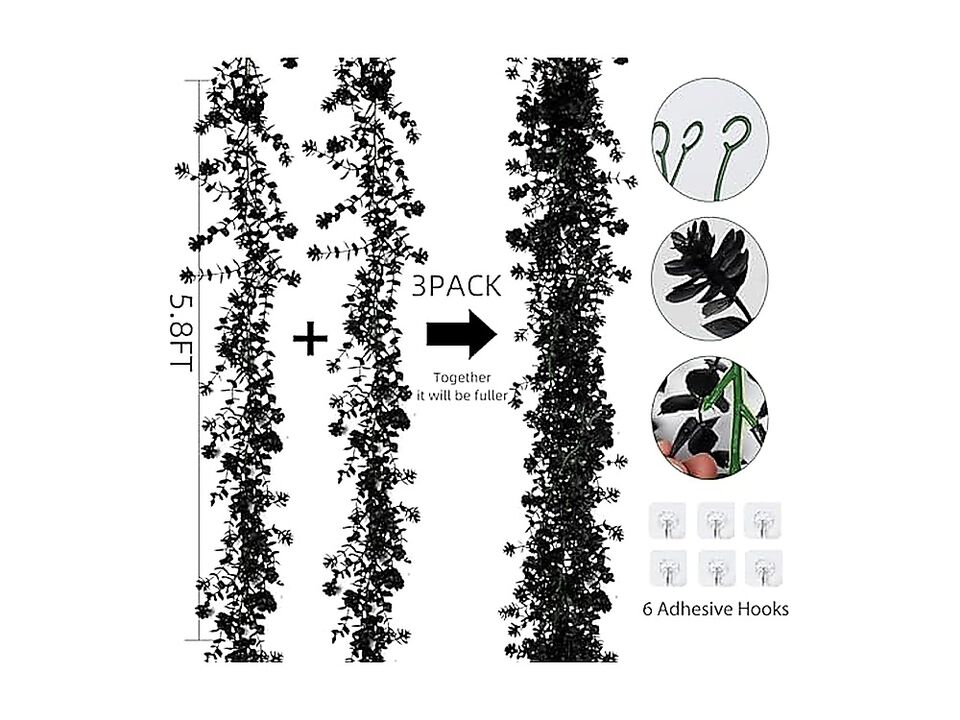 Black Artificial Flowers Eucalyptus Garlands Spring Garland Greenery Vines Fake