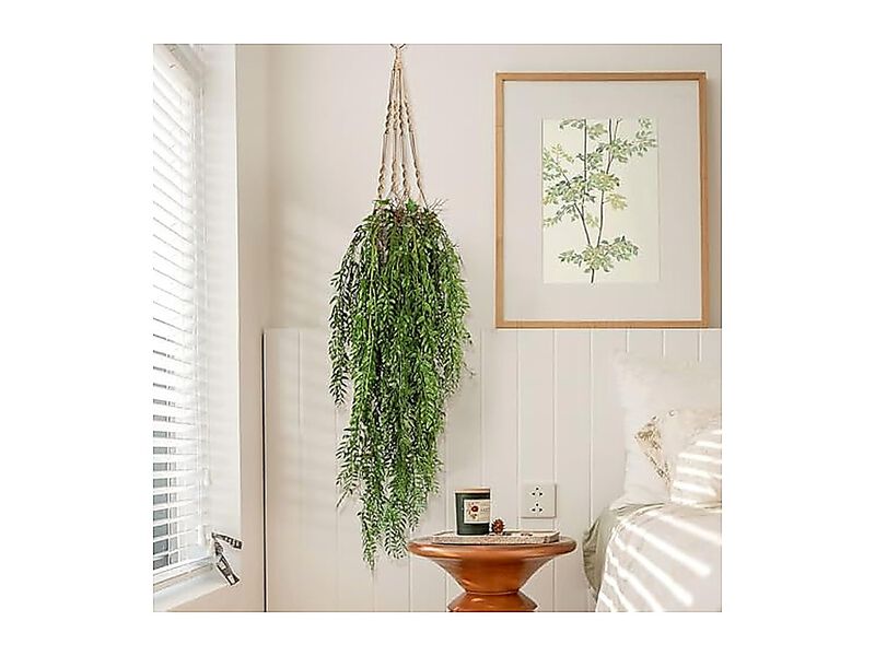 2 Pack 4 Ft Hanging Artificial Plants Faux Ferns Ivy Willow Vine Leaves Wall image number 3