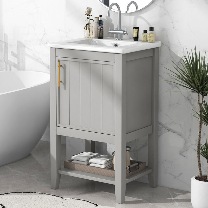 Freestanding Bathroom Vanity with Integrated Sink image number 4
