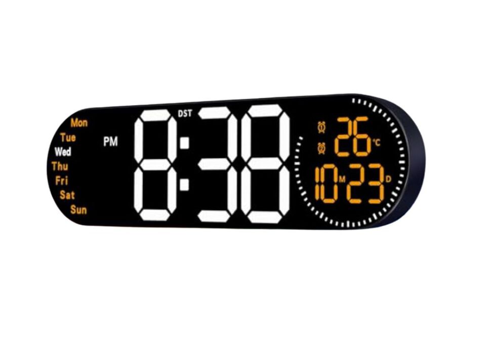 Digital Color Changing Remote Control Date Wall Clock 2 Inch Glow In Dark Orange
